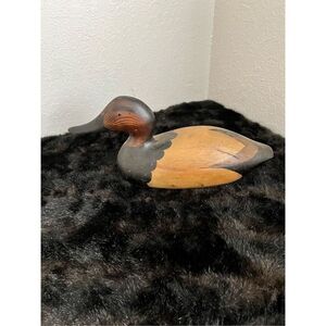 Vintage Tom Taber Wood Duck Decoy Wooden Carved Painted Signed